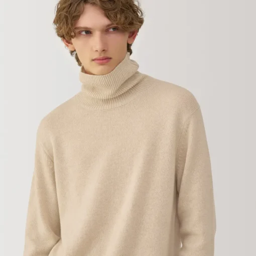 Online Labo Men's Natural Cashmere Turtleneck Sweater Sweaters & Cardigans