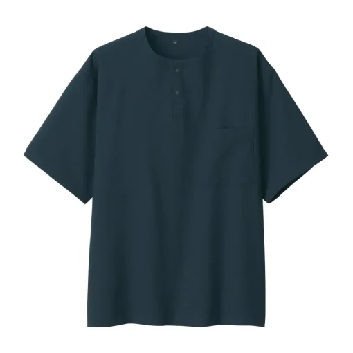 Clearance Men's Breathable Henley Woven T-Shirt T-Shirts