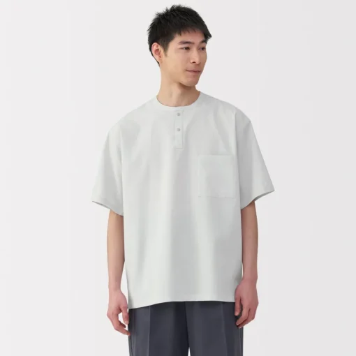 Clearance Men's Breathable Henley Woven T-Shirt T-Shirts