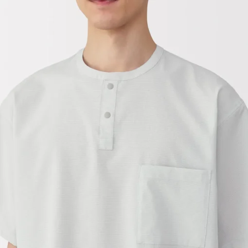 Clearance Men's Breathable Henley Woven T-Shirt T-Shirts