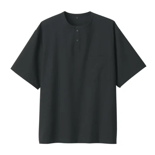 Clearance Men's Breathable Henley Woven T-Shirt T-Shirts