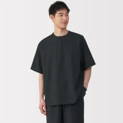 Clearance Men's Breathable Henley Woven T-Shirt T-Shirts