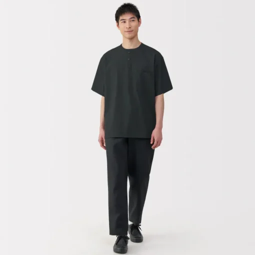 Clearance Men's Breathable Henley Woven T-Shirt T-Shirts