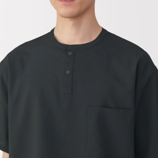 Clearance Men's Breathable Henley Woven T-Shirt T-Shirts