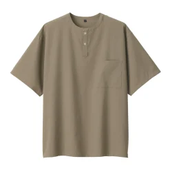 Clearance Men's Breathable Henley Woven T-Shirt T-Shirts