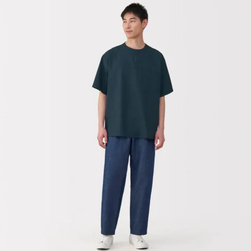 Clearance Men's Breathable Henley Woven T-Shirt T-Shirts