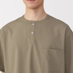 Clearance Men's Breathable Henley Woven T-Shirt T-Shirts