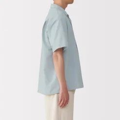 Sale Men's Breathable Seersucker Open Collar Short Sleeve Shirt Shirts & Polos