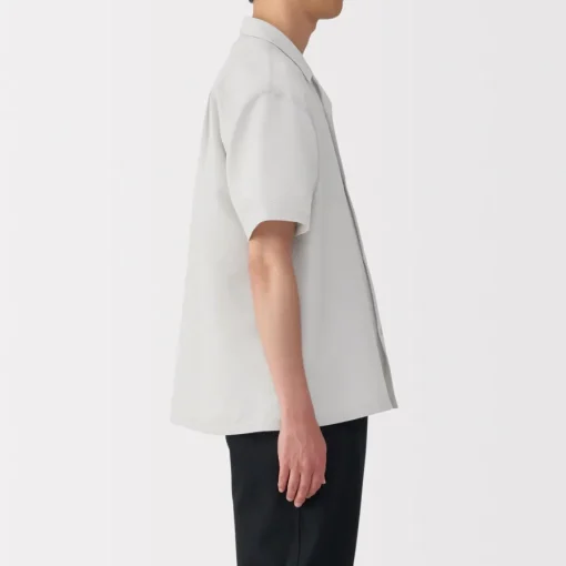 Sale Men's Breathable Seersucker Open Collar Short Sleeve Shirt Shirts & Polos