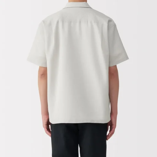 Sale Men's Breathable Seersucker Open Collar Short Sleeve Shirt Shirts & Polos