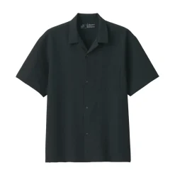 Sale Men's Breathable Seersucker Open Collar Short Sleeve Shirt Shirts & Polos