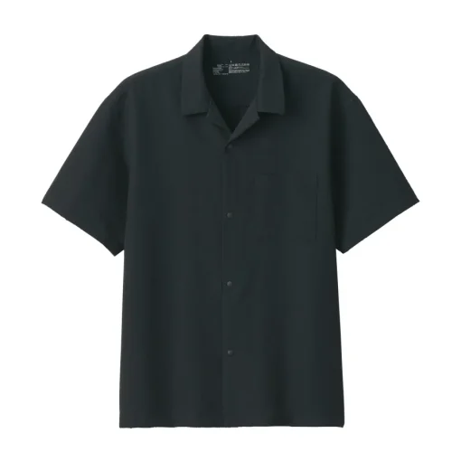 Sale Men's Breathable Seersucker Open Collar Short Sleeve Shirt Shirts & Polos