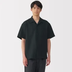 Sale Men's Breathable Seersucker Open Collar Short Sleeve Shirt Shirts & Polos