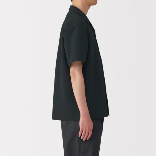 Sale Men's Breathable Seersucker Open Collar Short Sleeve Shirt Shirts & Polos