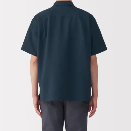 Sale Men's Breathable Seersucker Open Collar Short Sleeve Shirt Shirts & Polos