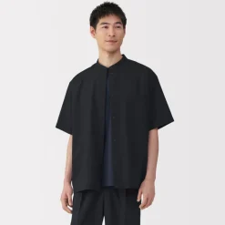 Hot Men's Breathable Stand Collar Short Sleeve Shirt Shirts & Polos