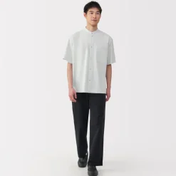 Hot Men's Breathable Stand Collar Short Sleeve Shirt Shirts & Polos