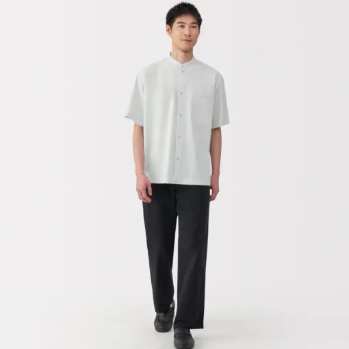 Hot Men's Breathable Stand Collar Short Sleeve Shirt Shirts & Polos