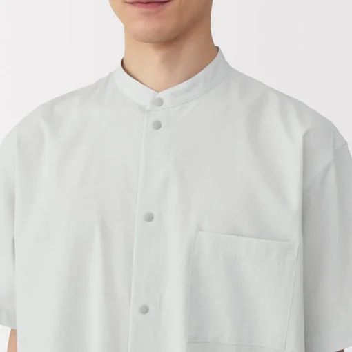 Hot Men's Breathable Stand Collar Short Sleeve Shirt Shirts & Polos