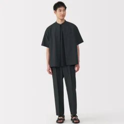 Hot Men's Breathable Stand Collar Short Sleeve Shirt Shirts & Polos