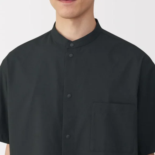 Hot Men's Breathable Stand Collar Short Sleeve Shirt Shirts & Polos