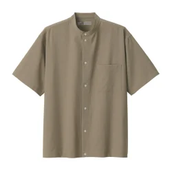 Hot Men's Breathable Stand Collar Short Sleeve Shirt Shirts & Polos