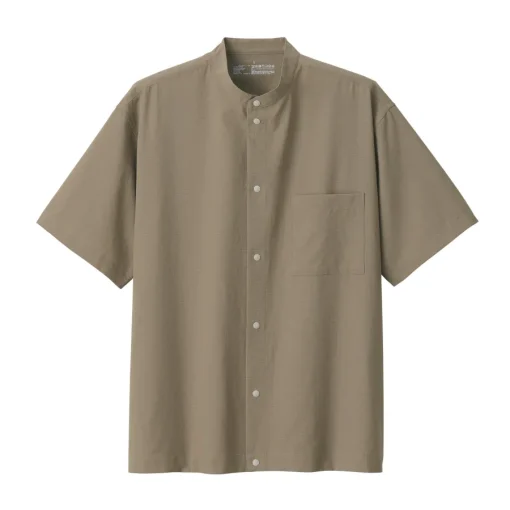 Hot Men's Breathable Stand Collar Short Sleeve Shirt Shirts & Polos