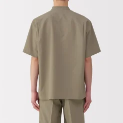 Hot Men's Breathable Stand Collar Short Sleeve Shirt Shirts & Polos