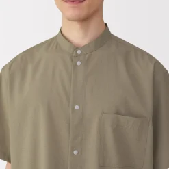 Hot Men's Breathable Stand Collar Short Sleeve Shirt Shirts & Polos