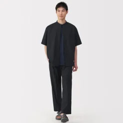 Hot Men's Breathable Stand Collar Short Sleeve Shirt Shirts & Polos