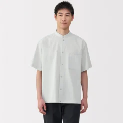 Hot Men's Breathable Stand Collar Short Sleeve Shirt Shirts & Polos