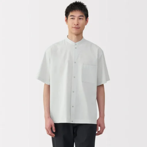 Hot Men's Breathable Stand Collar Short Sleeve Shirt Shirts & Polos