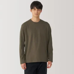 Sale Men's Brushed Crew Neck Long Sleeve T-Shirt T-Shirts
