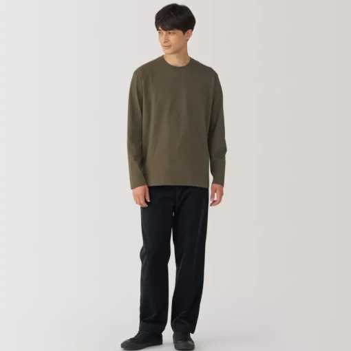 Sale Men's Brushed Crew Neck Long Sleeve T-Shirt T-Shirts