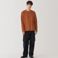 Sale Men's Brushed Crew Neck Long Sleeve T-Shirt T-Shirts