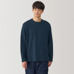 Sale Men's Brushed Crew Neck Long Sleeve T-Shirt T-Shirts
