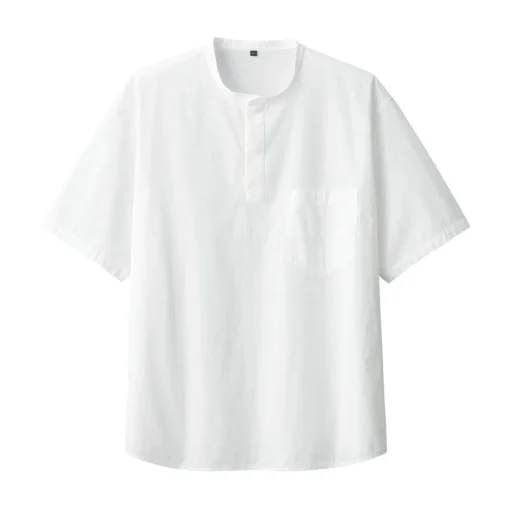 Clearance Men's Cool Touch Henley Neck Short Sleeve Woven T-Shirt T-Shirts