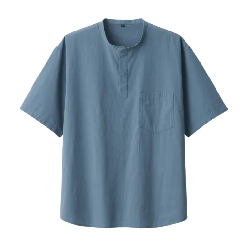 Clearance Men's Cool Touch Henley Neck Short Sleeve Woven T-Shirt T-Shirts