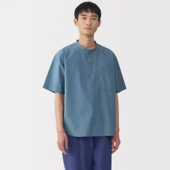 Clearance Men's Cool Touch Henley Neck Short Sleeve Woven T-Shirt T-Shirts