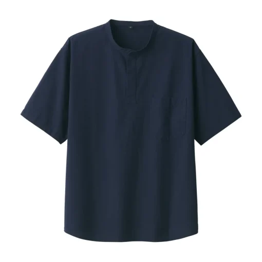 Clearance Men's Cool Touch Henley Neck Short Sleeve Woven T-Shirt T-Shirts