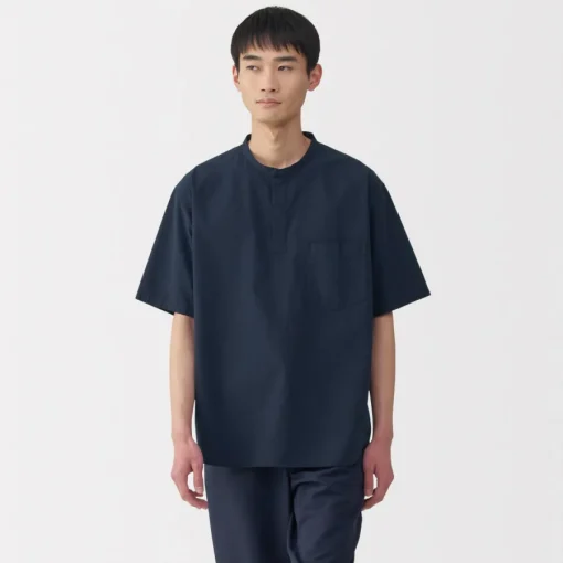 Clearance Men's Cool Touch Henley Neck Short Sleeve Woven T-Shirt T-Shirts