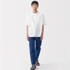 Clearance Men's Cool Touch Henley Neck Short Sleeve Woven T-Shirt T-Shirts