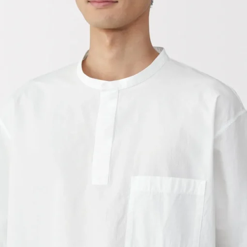 Clearance Men's Cool Touch Henley Neck Short Sleeve Woven T-Shirt T-Shirts