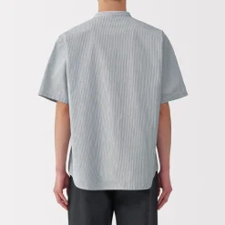 Hot Men's Cool Touch Henley Neck Short Sleeve Woven Striped T-Shirt T-Shirts