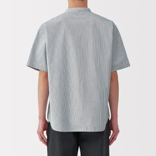 Hot Men's Cool Touch Henley Neck Short Sleeve Woven Striped T-Shirt T-Shirts
