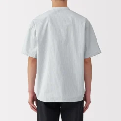 Hot Men's Cool Touch Henley Neck Short Sleeve Woven Striped T-Shirt T-Shirts
