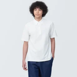 Discount Men's Cool Touch Pique Button Down Short Sleeve Polo Shirt Shirts & Polos