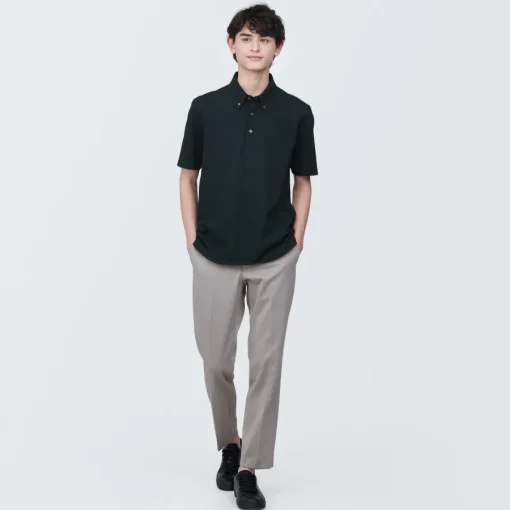 Discount Men's Cool Touch Pique Button Down Short Sleeve Polo Shirt Shirts & Polos