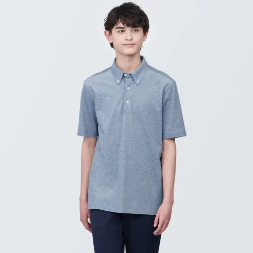 Discount Men's Cool Touch Pique Button Down Short Sleeve Polo Shirt Shirts & Polos