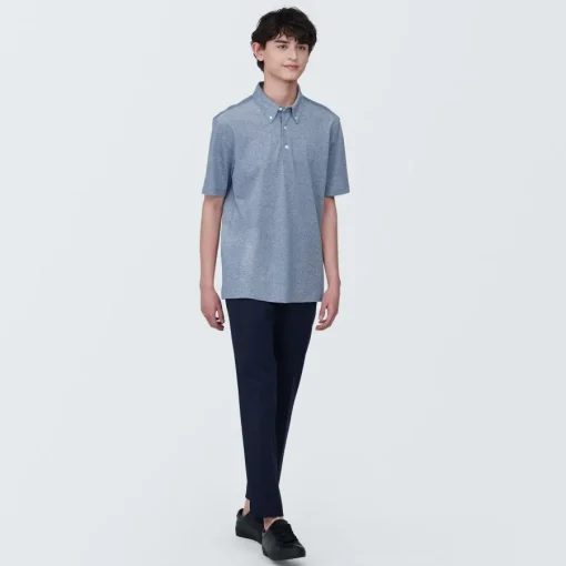 Discount Men's Cool Touch Pique Button Down Short Sleeve Polo Shirt Shirts & Polos